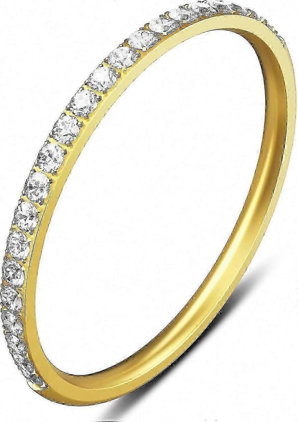 2-pack 14K guldpläterade Oura Ring Stackers för Gen 3/Gen 4 - CZ simulerade diamant damringar Gold 9