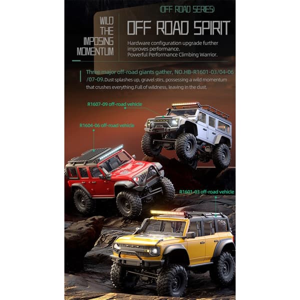 1/16 RC Crawler, 4WD Full Proporsjonal Rock Crawler LED-lys Rød Red