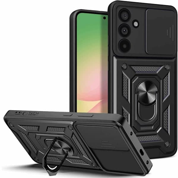 Tech-Protect Camshield Pro -suojakuori Samsung Galaxy A56 5G:lle, iskunkestävä, musta