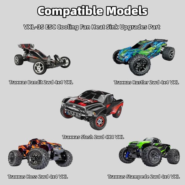 VXL-3s ESC køleventilator til Traxxas 3340 Bandit Slash Stampede Rustler 2WD / 4X4 VXL RC-bildeler, Velineon ESC køleventilator