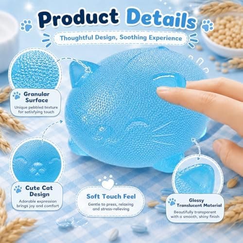 Squishies Fidget Legetøj, Blå Cool Kat Squishy Klemmelegetøj til Voksne Blue