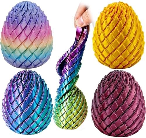 Twisty Fidget Egg, 3D-printat halt äggfidget, påskdrakägg, påskkorgsfyllare, stresslindrande skrivbordsfidgetleksak för 4 Pcs B