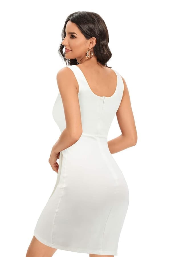 Damcocktailklänning, figurnära elegant klänning, vit, storlek M white M