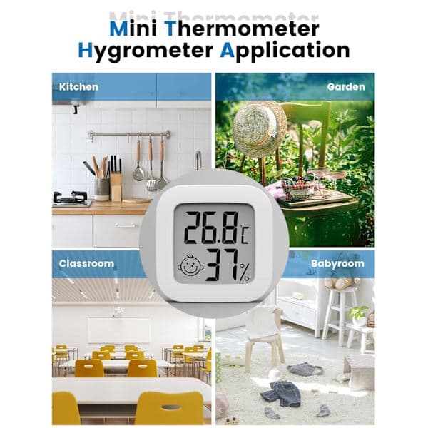 2 stk. Digitalt Termometer Hygrometer LCD Indendørs Udendørs