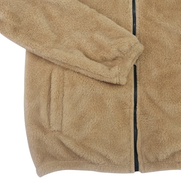 Fleece hættetrøje med lynlås til mænd, vinterjakke, khaki, størrelse S khaki S
