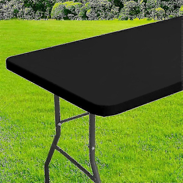 Bästsäljande tvättbart hopfällbart picknickbordskydd för rektangulära bord black 183x76cm