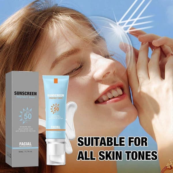 Solkräm SPF 50 PA+++ Ansiktskräm, Brett Spektrum UV-skydd, Ingen vit hinna, Koreansk hudvård (3-pack)