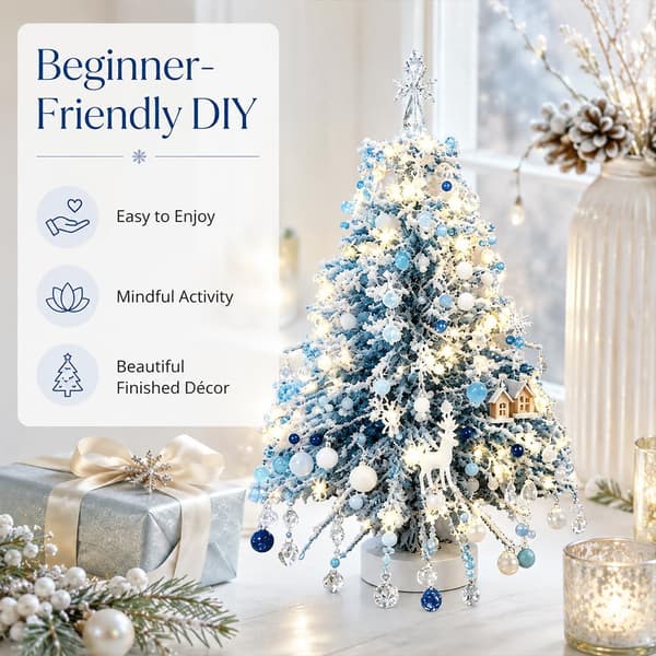 DIY Perlejuletresett, Krystallpynt med Metallstativ og Toppstjerne Style E