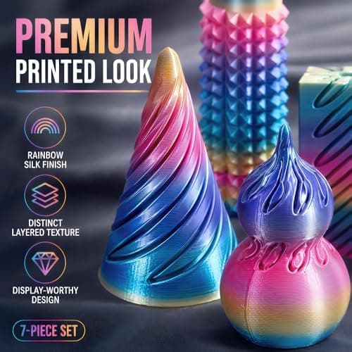 7-pack 3D-printade fidgetleksaker, omöjlig kon och pyramid