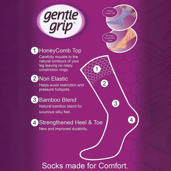 Gentle Grip - 6-pack damstrumpor i bambu utan resår Black/Grey 4-8 UK