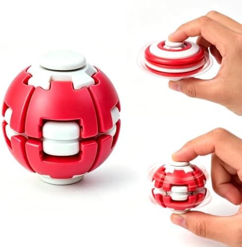 Tryk Spin Fidget Spinner-bold, Tryk & Spin Sensorisk Stressaflastende Fidget Roterende Bold, Bærbar Håndholdt Spinner-bold til Voksne, Kontor Skole Red