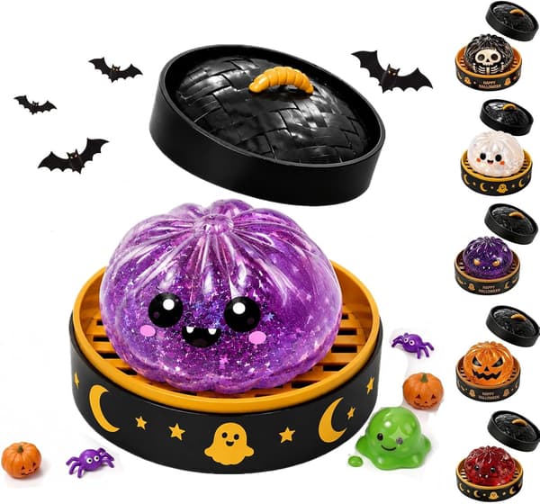 Halloween Spooky Ghost Dumpling Squishies Legetøj, Dumplings Stressbolde til Voksne Fidget Legetøj med Damper, Aflastning Fidget Sensorisk til Helligdage & 115#purple