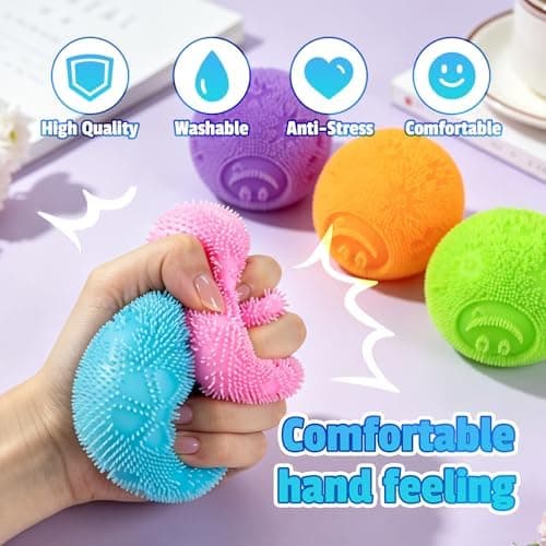 Fuzz Ball Squishy Stressbold, Fuzzball Squishy, Blødt Fidget Legetøj til Angstlindring, Sensorisk Squishy Bold Beroligende Taktilt Greb til Blød Stress Orange