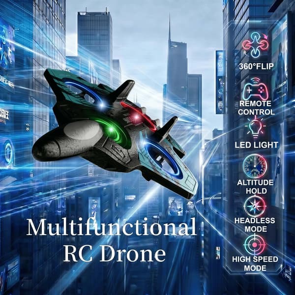 Skum RC-fly, fed LED-drone til børn og voksne (blå 2 batterier) Blue 2Bat