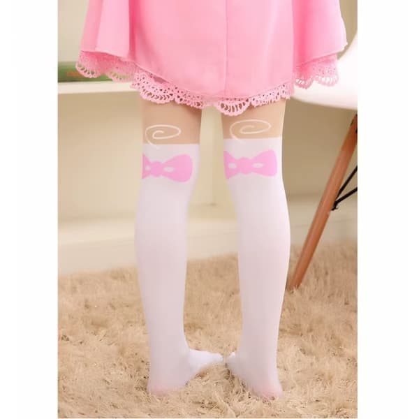 Tights för flickor med knätatuering, vit, storlek M white M