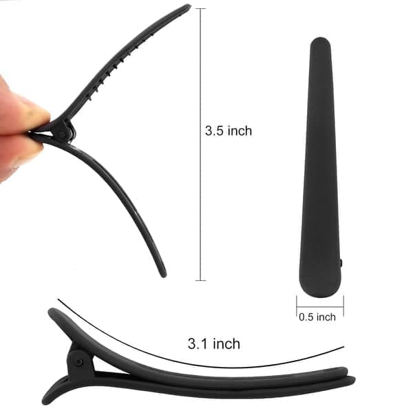 12 stk. hårklemmer til styling og sektionering, 3,1 tommer matte alligatorhårklemmer uden folder, næbklips sort sort Black