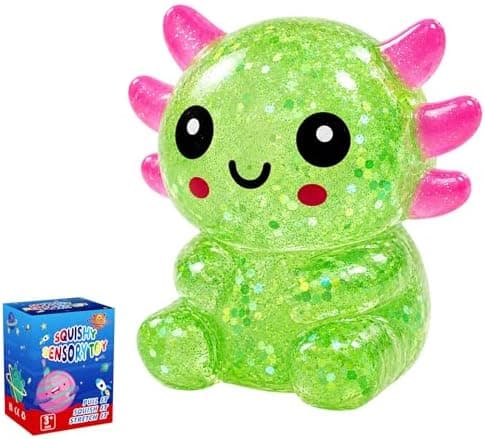 Glitter Axolotl Squishy Leksak, Squishy Leksaker, Långsamt Stigande Squishy (Grön) Green