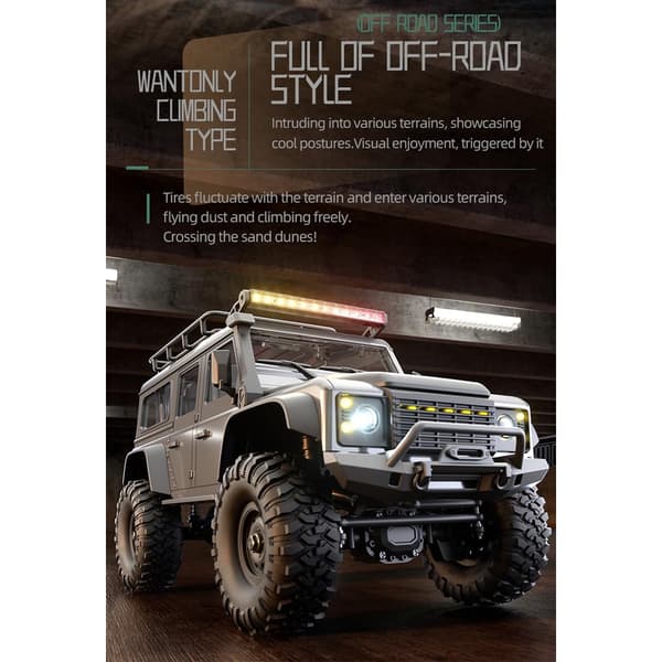 1/16 RC Crawler, 4WD Full Proporsjonal Rock Crawler LED-lys Gul Yellow