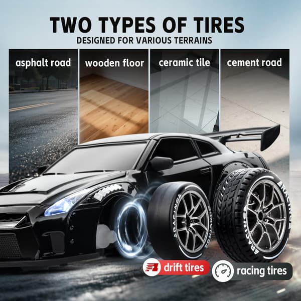 Nowzeth RC Driftbil, Sort 1/24 Fjernstyret Driftbil til Voksne og Børn Black 15 / 1:24 Scale