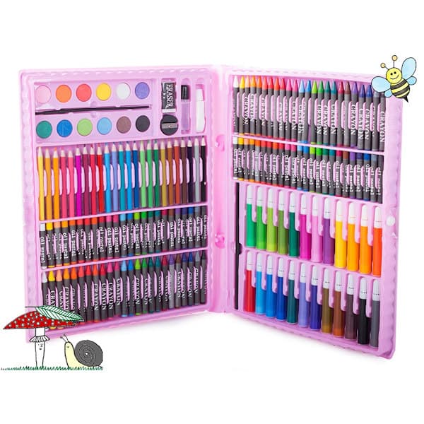 Barnas malesett 168 deler - Tegn og mal rosa Pink