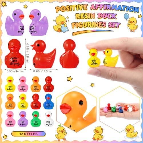 Skylety 24 stk. Tilbage til skolen-gave mini-ænder affirmationsstation til klasseværelset Multicolor You Are / 24