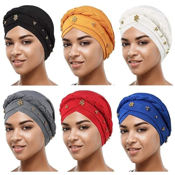 Dam turbanmössa pärlhalsduk VIT Vit white