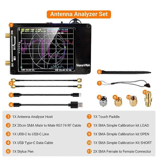 Uppgraderad NanoVNA-H Vector Network Antennanalysator 10KHz-1.5GHz MF HF VHF UHF för SD-kortplats Digit