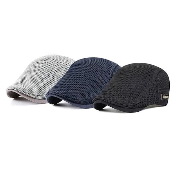Cabbie Flat Cap Pustende Mesh Newsboy Beret Ivy Cap Grå Grå Gray