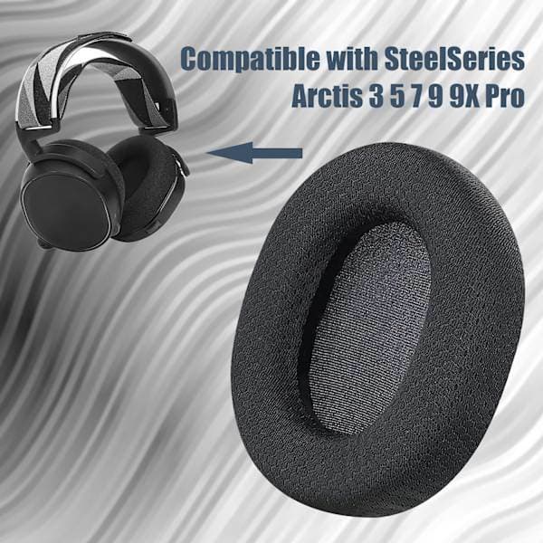 Ørepuder til SteelSeries Arctis 3/5/7/9/9X/Pro Sort 1 par