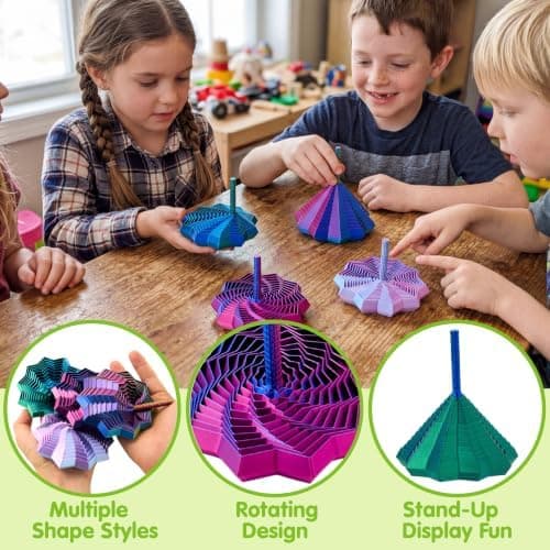 JOYIN 4 STK 3D-printet utvidet sensorisk fidget-stjerne, 3D-printede fidget-leker med roterende spiraldesign egnet for voksne og jenter gutter,