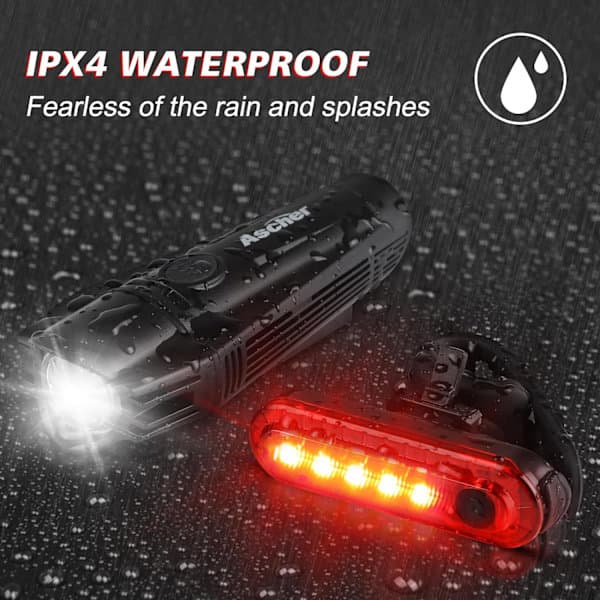 Ultrabright USB-oppladbare sykkellykter, kraftig bak- og bremselys, 4 lysmoduser