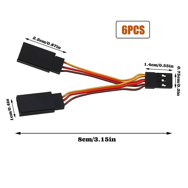5 JR/Futaba Style Servo 1-til-2 Y-kabel, han til hun forlængerledning, til RC model fly, 8cm