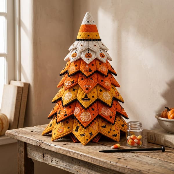 DIY Halloween tikattu kangaspuusarja, 3D ompeluartesetti Halloween-puu, C C