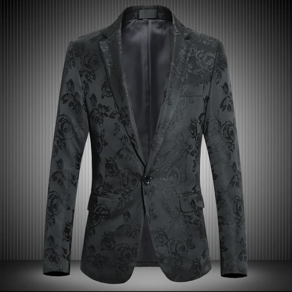 Smokingblazer for menn med rosebroderi, størrelse M M