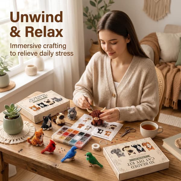 Yxathoyi DIY Perledyrsett 3D for voksne, stresslindring (Skogsett B) Forest Set B / 1
