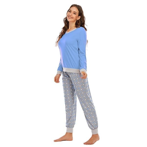 Pyjamas set för kvinnor Långärmade nattkläder Tryckta nattkläder Mjuka pyjamasar Lounge Set, Blå, Storlek 2XL blue 2XL