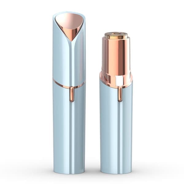 Smertefri genopladelig ansigtshårfjerner - elegant læbestiftdesign med indbygget lyseblå LED white