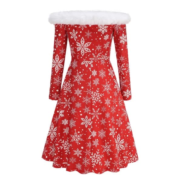 Dammode V-ringad avslappnad passform Jul Cosplay Kostym Tryckt Klänning, Storlek XXL XXL
