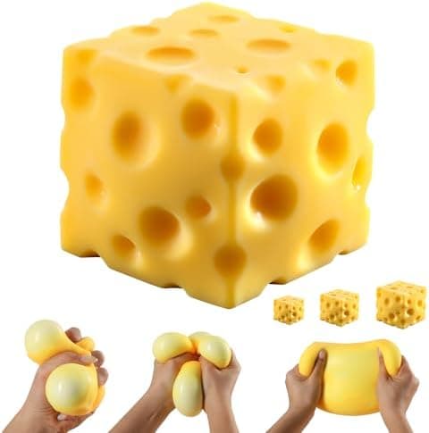 Ost Squishy Terningblok, Squishy Fidget Legetøj til Voksne, Påskekurv Strømpefyld, Sensorisk Stressbold Klemmelegetøj til Stresslindring