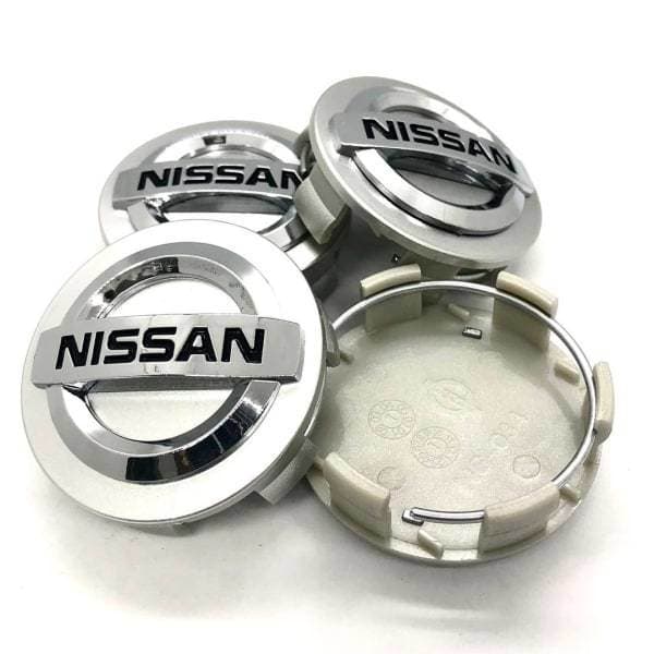 4-pack Nissan Navkapslar / Hjulnavs Emblem - 54mm Silver