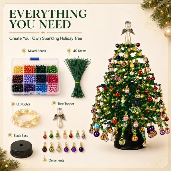 DIY Perle Juletræssæt, 3D Krystal Feriehåndværkssæt til Voksne (#E) #E