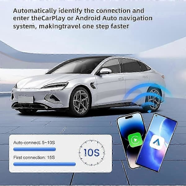 CARLINKIT CPC200-MINI Ultra3 Trådløs Opgraderingsadapter til CarPlay Android Auto, USB Dongle til Køretøjer