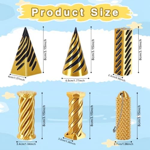 Spiral Cone Fidgetleke - 3D Fidgetleker for ADHD og angstlindring Gold