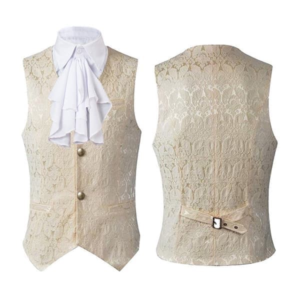 Paisleyvästar för män viktoriansk steampunk gotisk kostymväst, beige, storlek S beige S