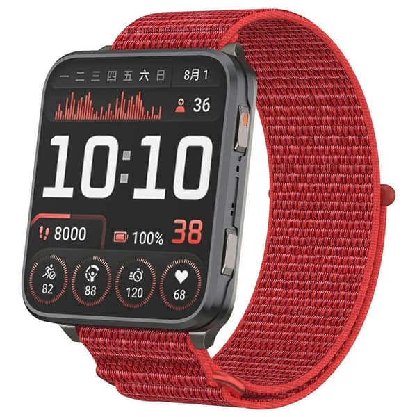 Til Garmin Venu X1 Håndledsrem Magic Tape Nylon Loop Urrem med Metalring - Rød Multicolor Red