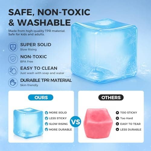 Ice Cube Squishy Fidget Toy - Sakte stigende stress sensorisk ball for tenåringer Snow-blue