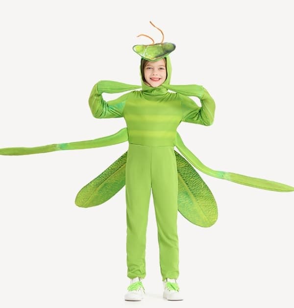 Bönsyrsa-kostym för barn, fest, Halloween, insektskostym, storlek S S
