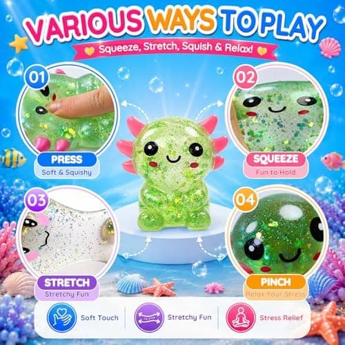 Glitter Axolotl Squishy Leksak, Squishy Leksaker, Långsamt Stigande Squishy (Grön) Green