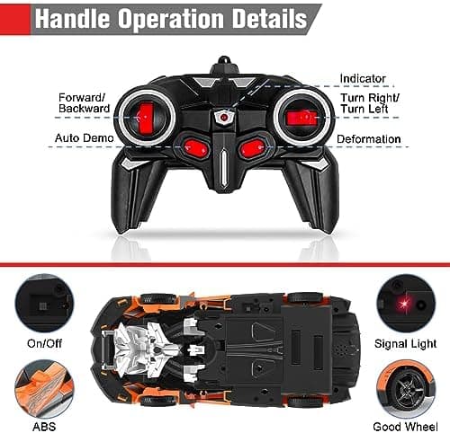 BLUEJAY Transform RC-biler for gutter 3-12, 2.4Ghz fjernstyrt bil Orange