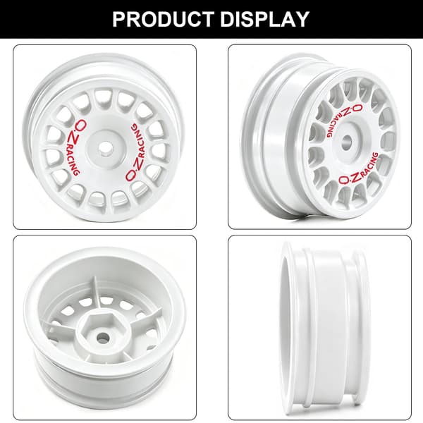 12 mm Hex RC Drifthjul och Rallydäck, 60 mm OD, Vit White
